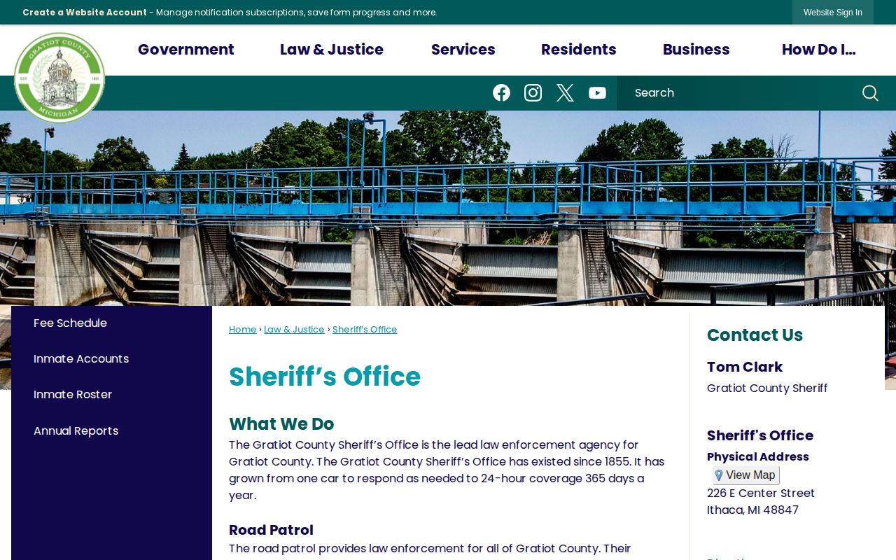 Gratiot County Sheriff’s Office booking-record source page