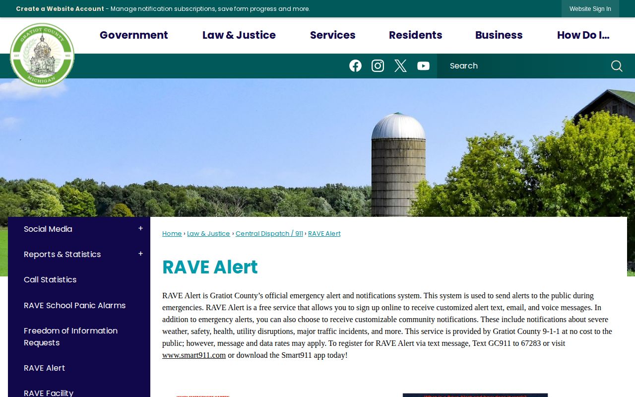 Gratiot County RAVE Alert official notification information
